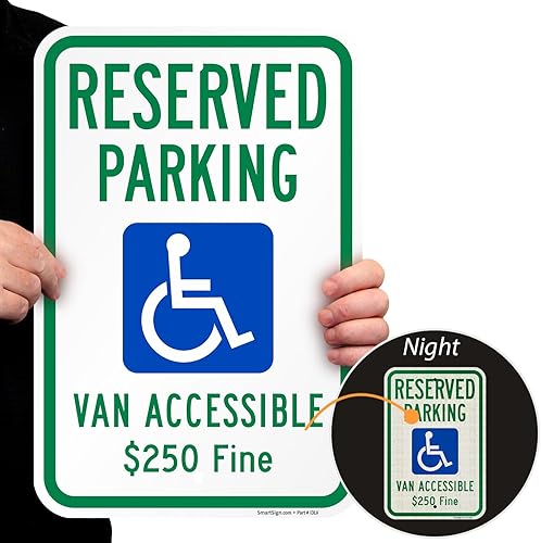 Miniatura 10 de SmartSign - K-1533-EG-12x18-D2 Letrero "Van Accesible"  Aluminio reflectante de grado de ingeniero 3M de 12" x 18"