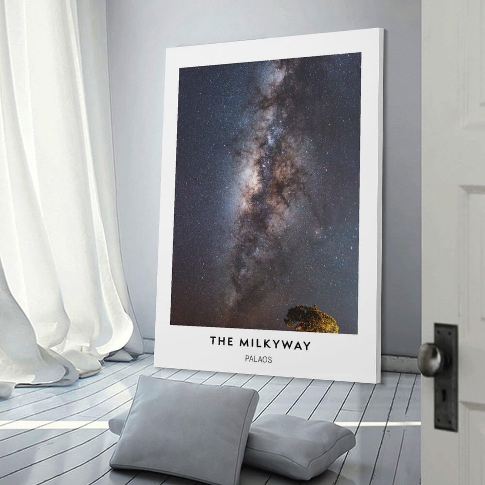 Junmoney Leinwanddruck Milky Way Galaxy Night Sky, 20x30inch(50x75cm), Für Schlafzimmerdeko, Ecken Oder Studios, Dekorative Wandkunst Für Ruhige Zimmer