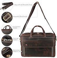 Vista 5 de TIDING Maletín de cuero para hombres 17 pulgadas portátil Messenger Bag Office Work Business Bolsa de hombro bolsa de fijación