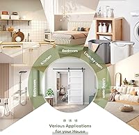 Vista 8 de Fredbeck - Puerta de granero blanca de 32x84 pulgadas con kit de herrajes para puerta corrediza de 5.5 pies incluido y manija, sólida, MDF