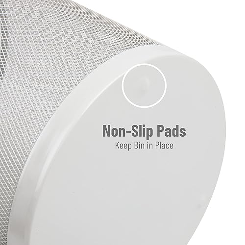 Miniatura 5 de Mind Reader Network Collection Cesta de papel residual capacidad de 45 galones borde sólido reforzado y base malla metálica color blanco