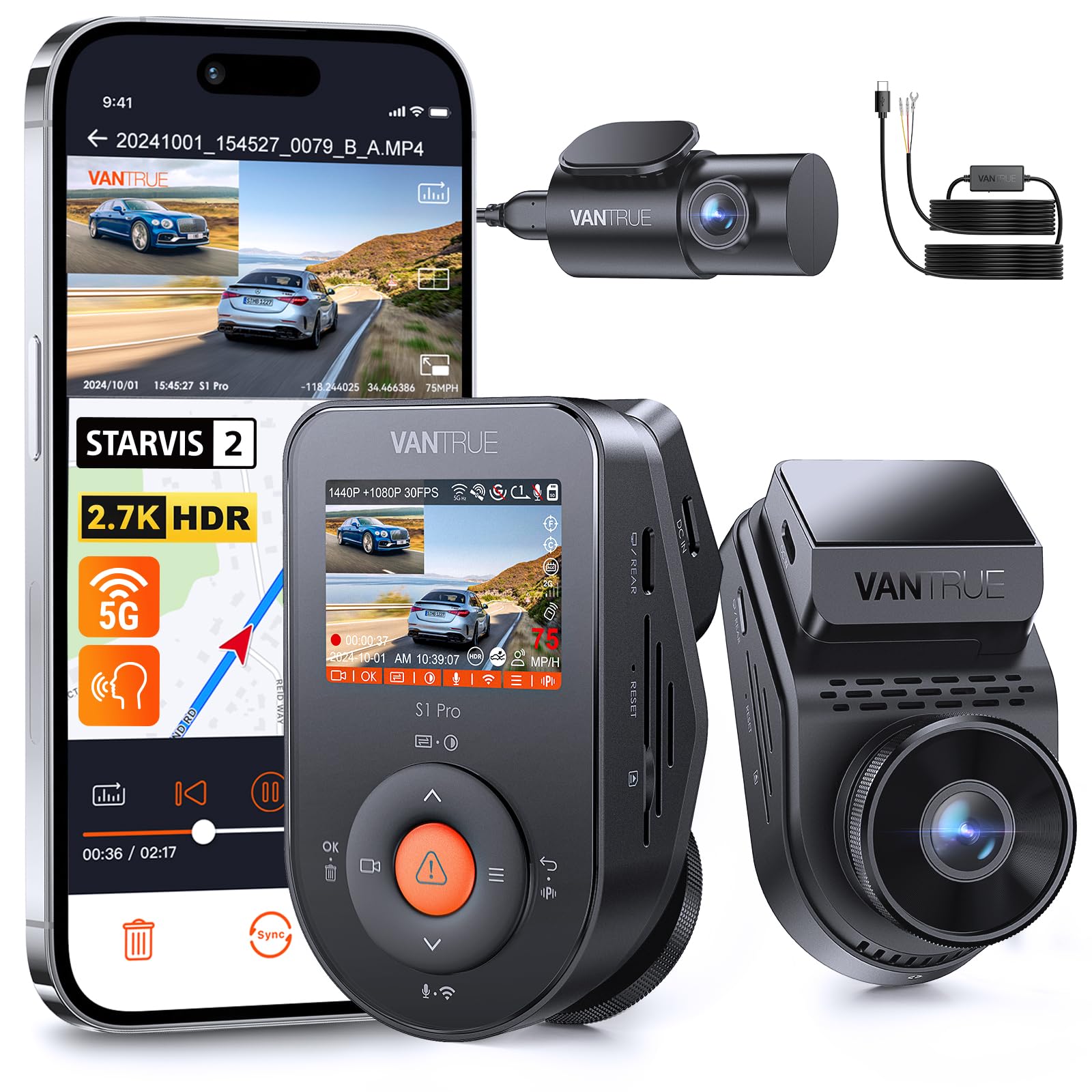Amazon.com: 【Bundle: Vantrue S1 PRO Dual Dash Cam + Vantrue