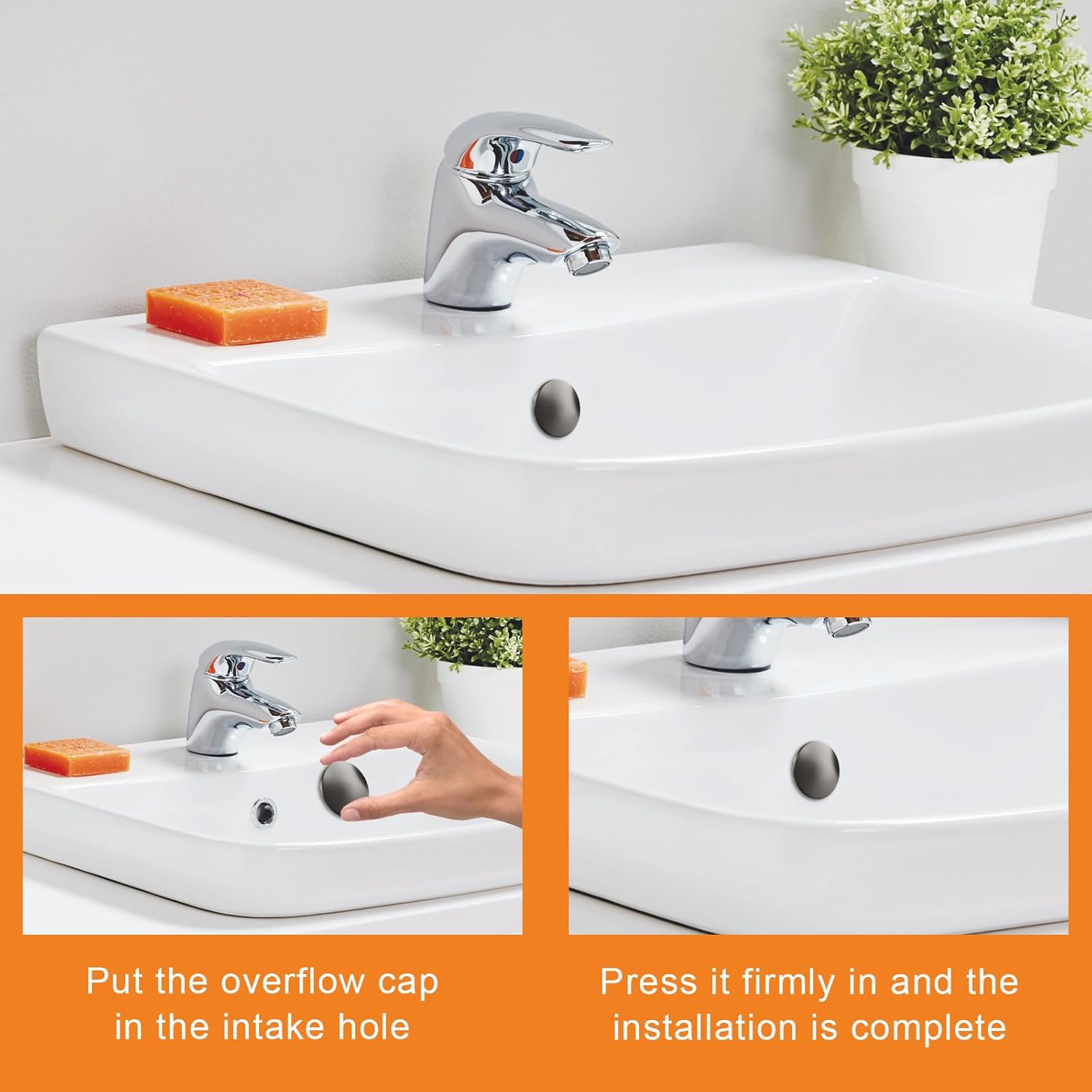 Bathroom Sink Basin Trim Overflow Cover Brass Insert in Hold Caps Brushed Vanity Ceramic Vessel Kitchen Replacement Dual Layer Insert Pack of 2(Black)