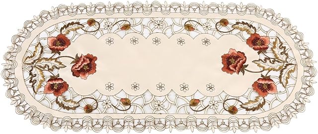 Embroidered Flowers Table Runner Dining Decorative Runners Dessert Luxury Placemat Elegant Decor Cloth Kitchen Tabletop Furniture Protective Cloths for Party Banquet Restaurant Outdoor Home Farmhouse