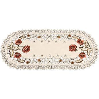Tablecloth Red Flower Flower Hollow Embroidered Table Runner Table Cloth Wedding Tablecloth Table Protector Cutwork Table Decoration for Party Holidays Oval