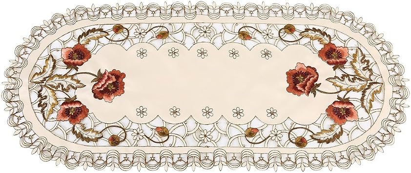 Tablecloth Red Flower Flower Hollow Embroidered Table Runner Table Cloth Wedding Tablecloth Table Protector Cutwork Table Decoration for Party Holidays (Oval)