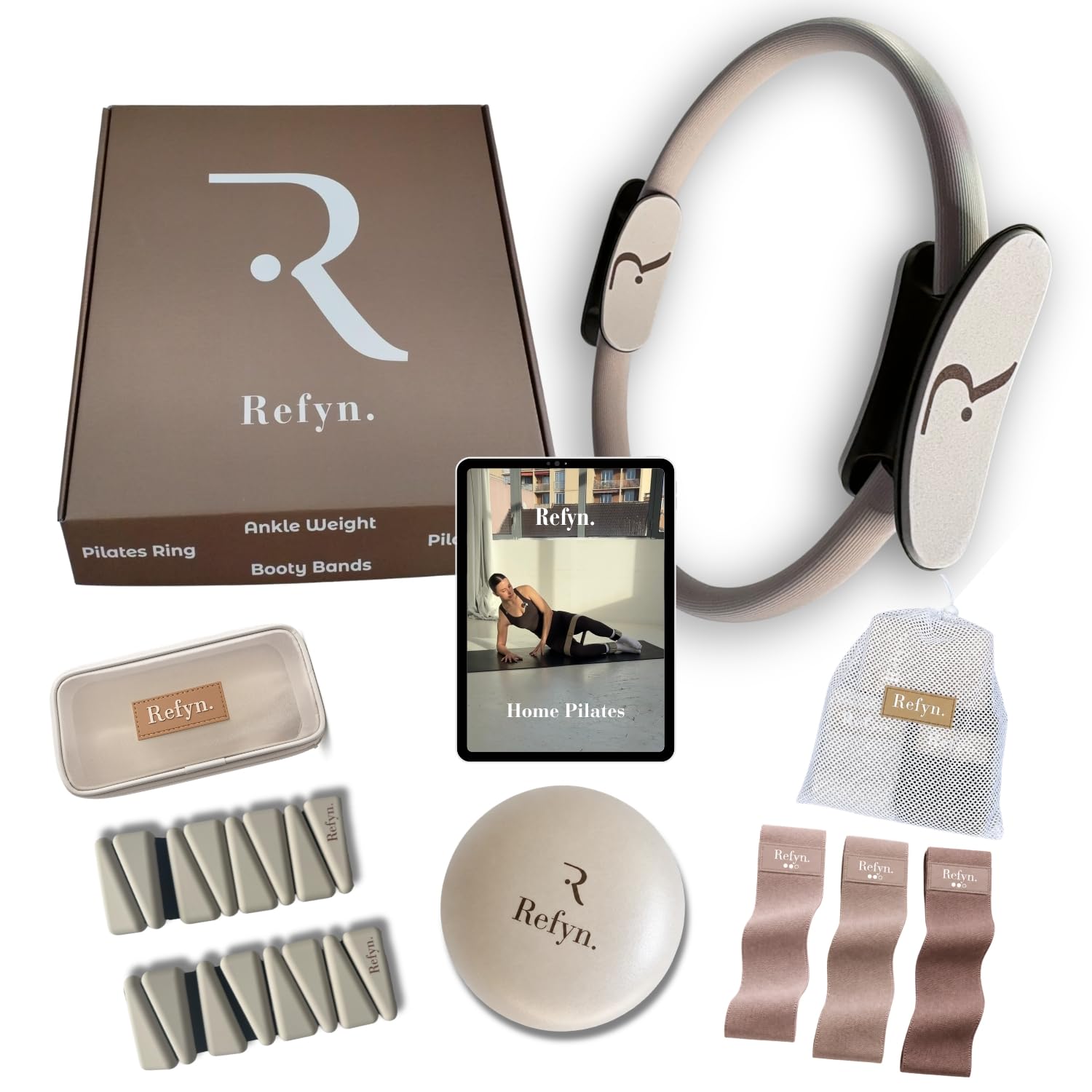 Kit Pilates Maison avec Poids Chevilles, Anneau, Bandes Résistance, Ballon, Cercle - Fitness, Yoga, Musculation