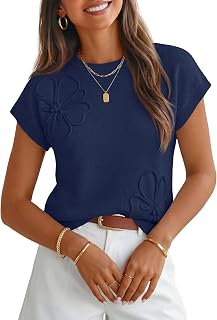 MEROKEETY Women's Spring Short Sleeve Sweater Vest Flower Knit Loose Pullover Tank Tops 2026 Trendy Summer Cute Clothing