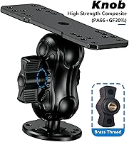 Vista 8 de Soporte de buscador de peces de aleación de aluminio con placa rectangular de bola de 1.5 pulgadas y base redonda, brazo corto de 3.5 pulgadas