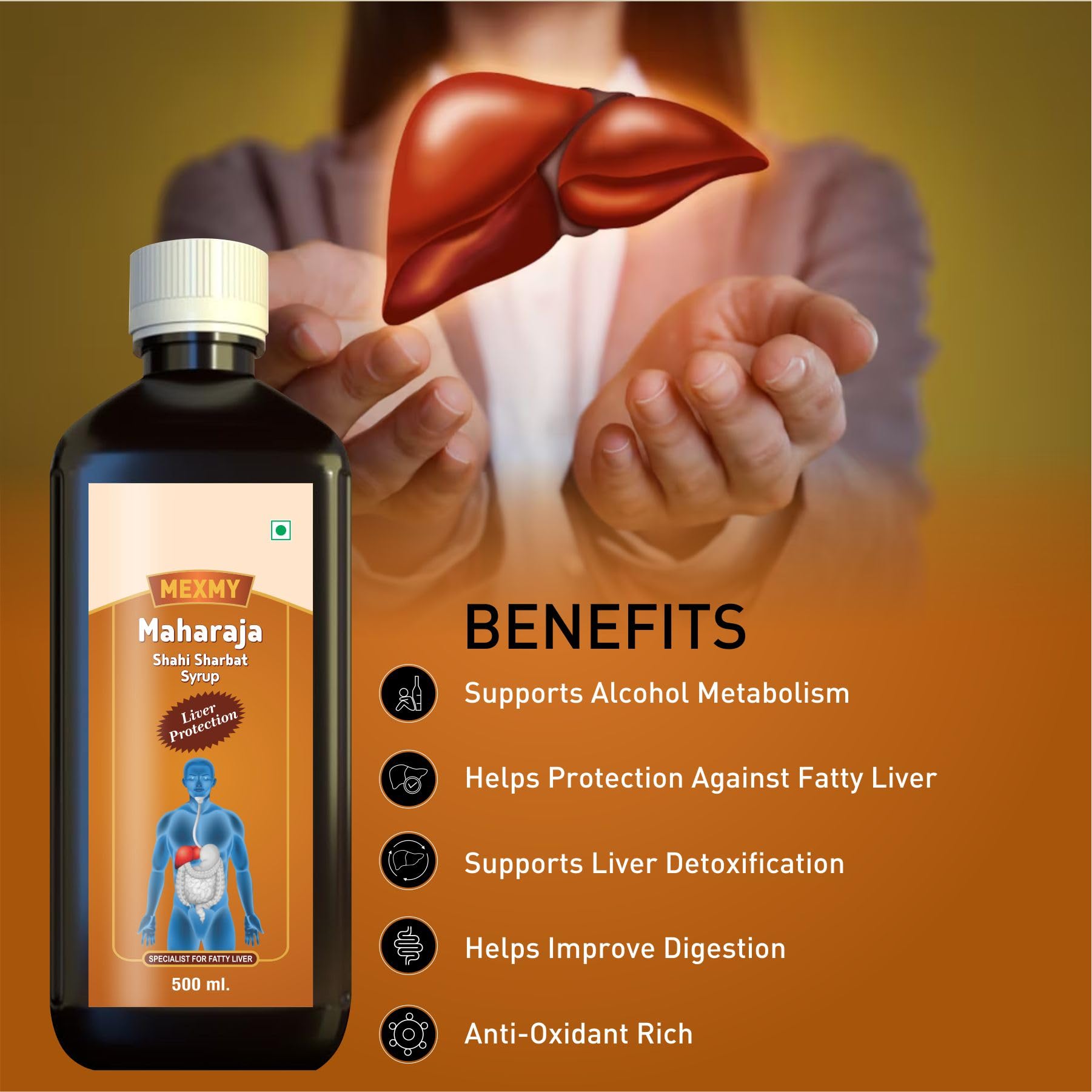 Mexmy Maharaja Shahi Sharbat Liver Detox Syrup with Milk Thistle & Arjuna Bark by Green Cure, Liver Supplement with Milk Thistle Liver Detox Cleanse 1