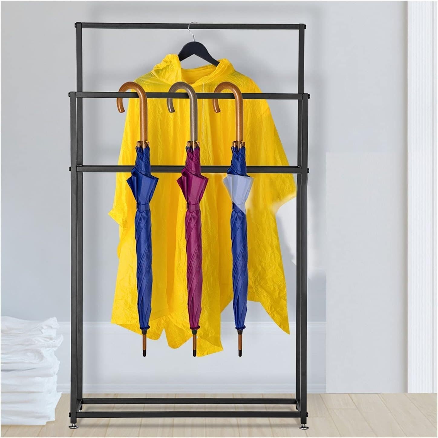 Freistehender Handtuchhalter, 2-stöckig, Badetuchständer für Badezimmer, Pool, Küche und Schlafzimmer, stilvolles Handtuch, platzsparende Badewannenstange (75 x 20 x 110 cm)