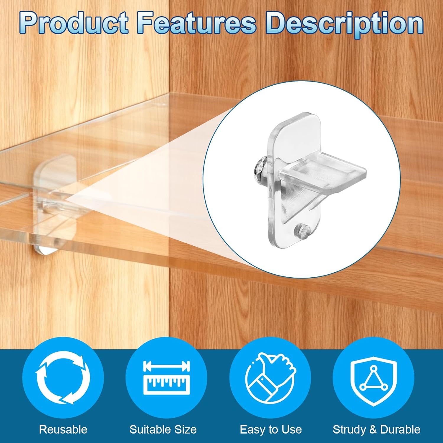 60Pcs Plastic 0.25" Holes Cabinet Shelf Clips, Kitchen Shelf Pegs Supports for Shelving Bookcase Pins Replacement