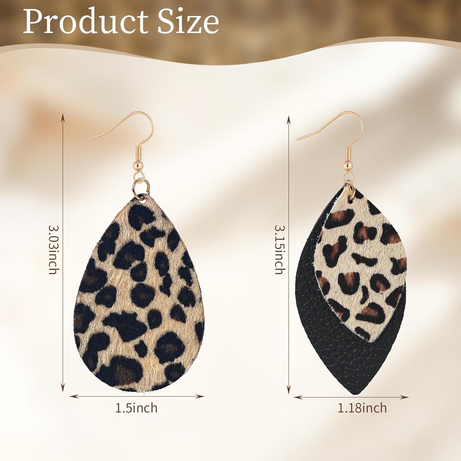 4 PCS Leopard Print Earrings, Faux Leather Cheetah Earrings, Lightweight PU Animal Print Earring Jewelry for Women Weddings, Parties, Ceremonies, Banquets, Gifts - Image 2