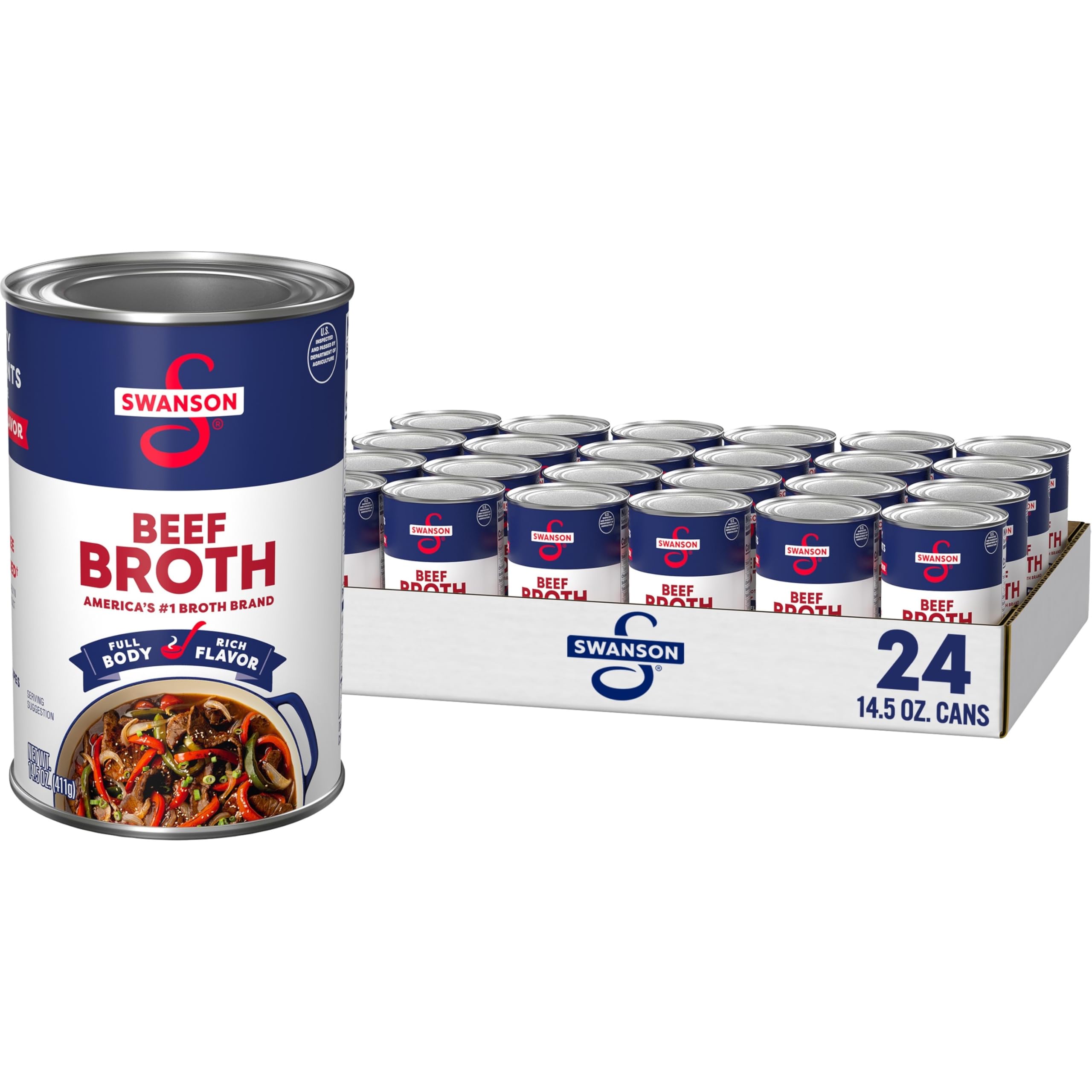 SWANSON S 100% Natural, Gluten-Free Beef Broth, 14.5 Oz Can (Pack of 24)