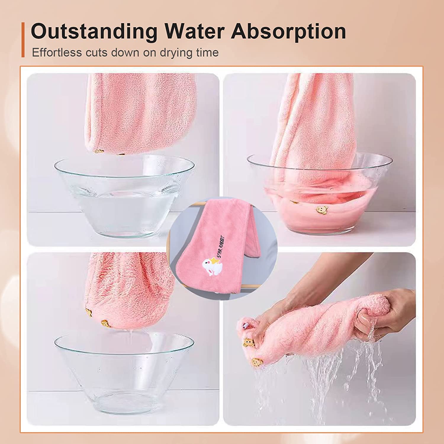 Spefez Hair Towel For Women Microfibre Towel For Hair Wrap Hair Drying Towel Bathroom Towel Shower Towel Quick-Drying Microfiber Heavy Cloth with Buttons -Multi Color-1 Pis 2