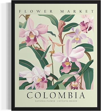 Colombia Flower Market Unframed Art Print Poster, Wall Art Floral Painting Botanical Decor for Bedroom, Kitchen, Bathroom Livingroom Decoration 82A Colombia, 10"L x 8"W, Unframed