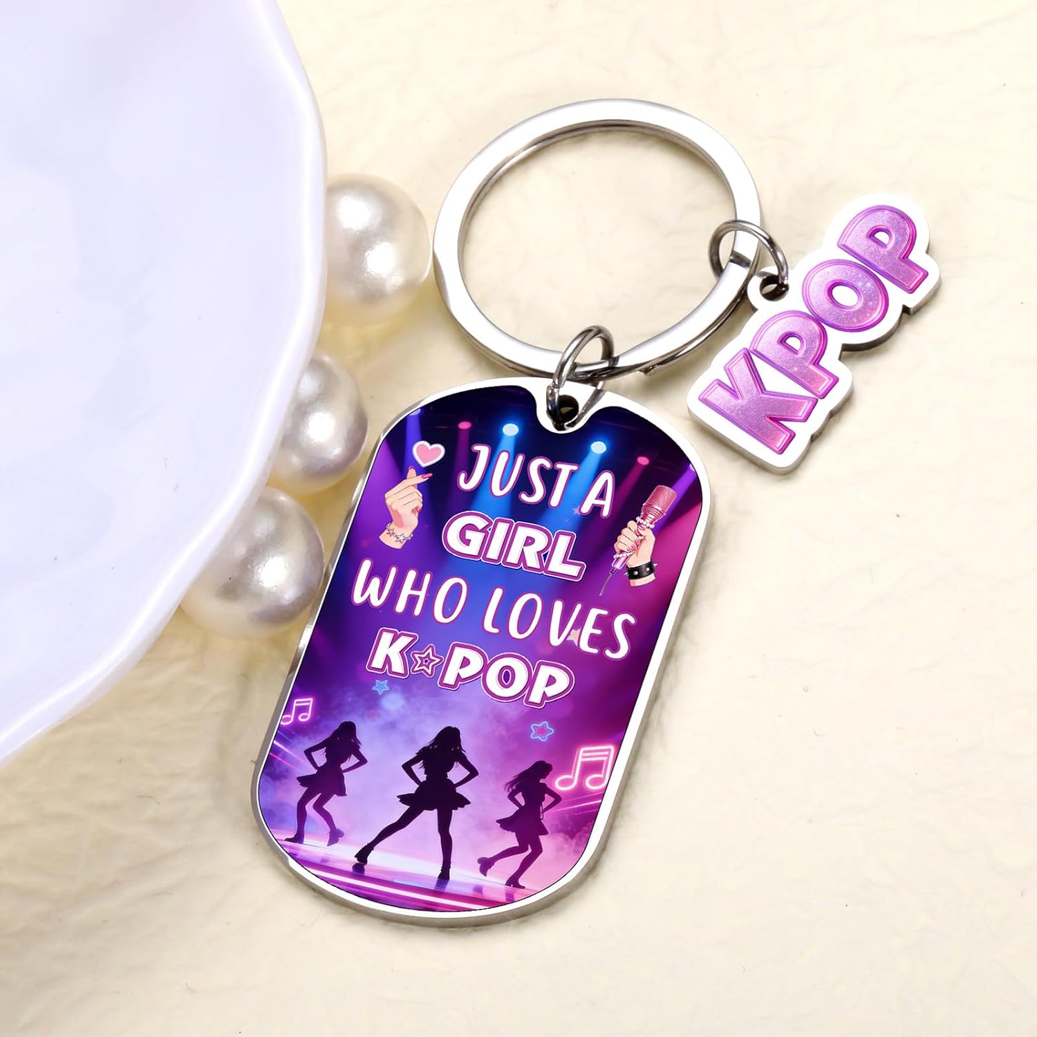 K-Pop Keychain Merch, K-Pop Gifts for Teen Girls, Kpop Valentines Day Gifts, Purple Gifts for K Pop Lover, Music Keychain for Music Lovers, Birthday Valentines Basket Stuffers Present for Korea Fans - Image 5