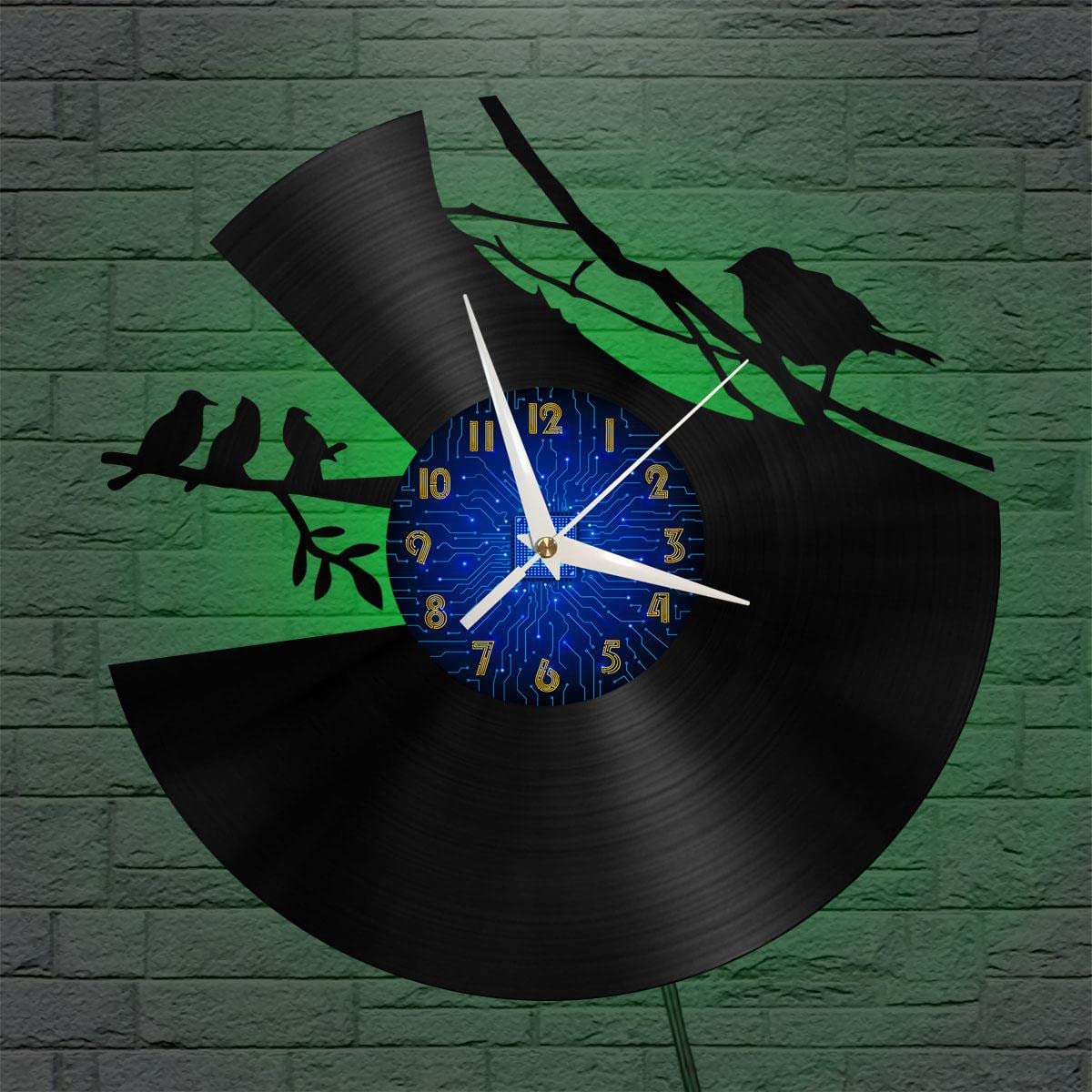 Horloge murale en vinyle moineau 12 pouces B avec LED, le cadeau déco idéal