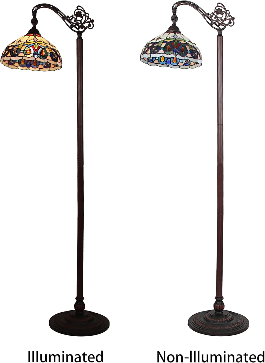 Radiance Goods Victorian Tiffany-Style Dark Bronze 1 Light Reading Floor Lamp 11" Wide/62 Tall