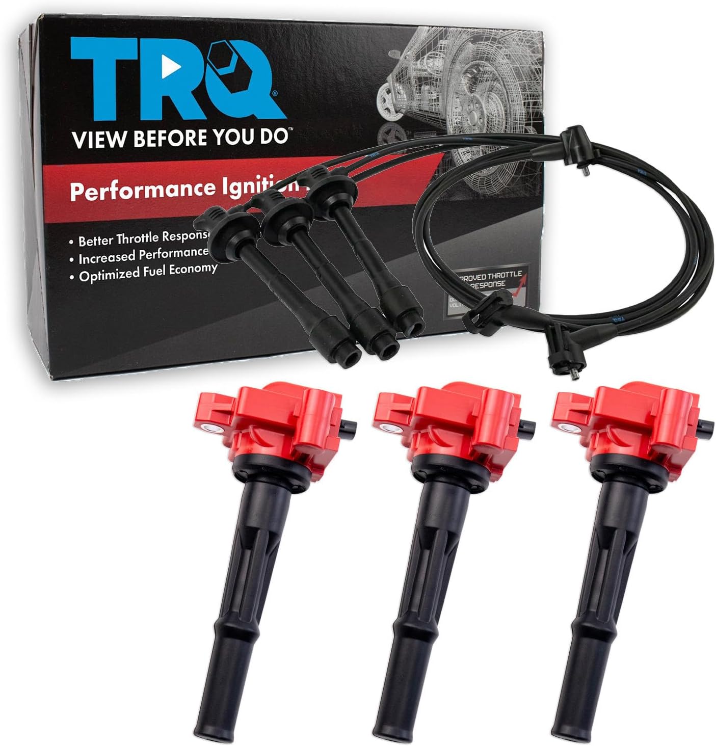 TRQ Ignition Coil Kit 4 Piece Compatible with 1996-2002 Toyota 4Runner 1995-1998 T100 1995-2004 Tacoma 2000-2004 Tundra