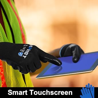 Work Gloves for Men-12 Pairs, Nitrile Coated Work Gloves with Grip, Touchscreen & Oil Resistant Gloves