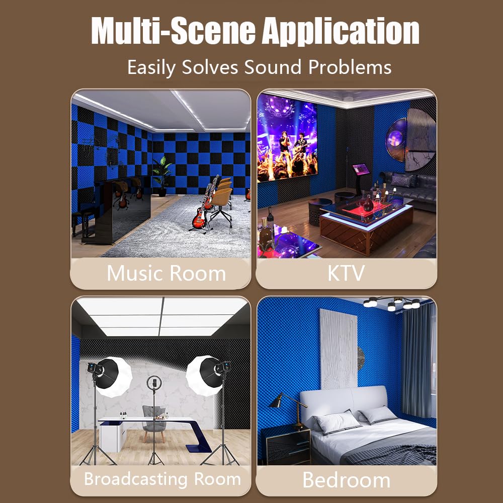 Panneau Mousse Acoustique 1000 X 100 X 2cm 3D Haute Densité Plaque Insonorisation，Convient à La Maison Matériaux D'insonorisation pour Salles D'enregistrement Et Bureaux(Color:Noir)