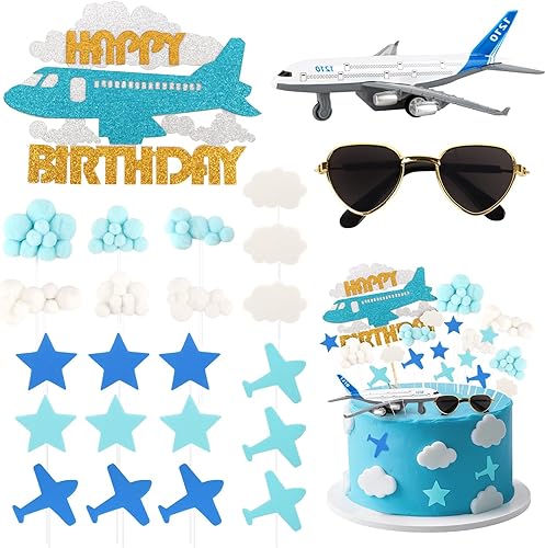 Miniatura 9 de Hooqict 26 piezas de decoraciones de pasteles de los años 80 y 90, decoraciones retro de los años 80 de hip hop con bolas de purpurina para cupcakes