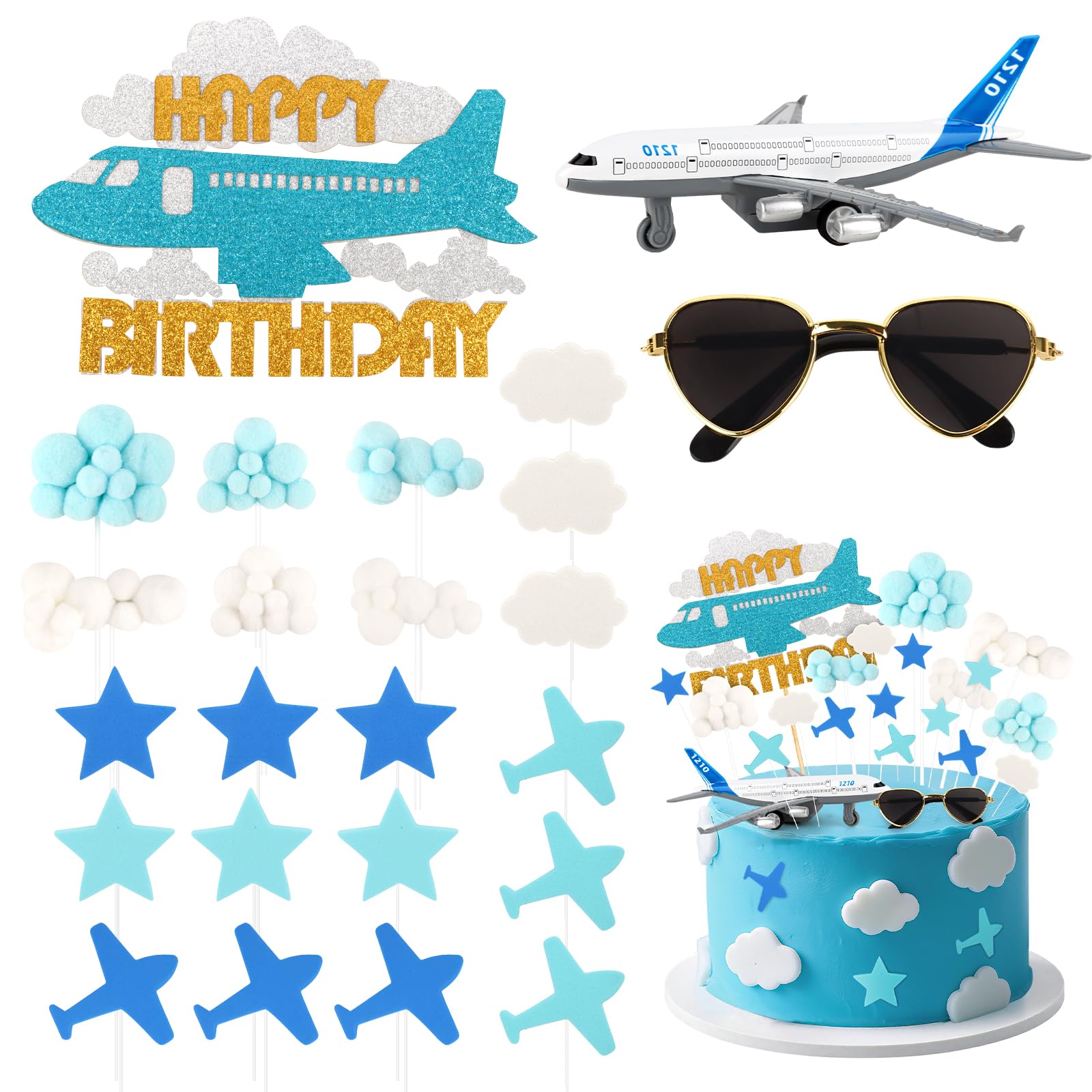 Photo 1 of Hooqict 25Pcs Airplane Cake Toppers