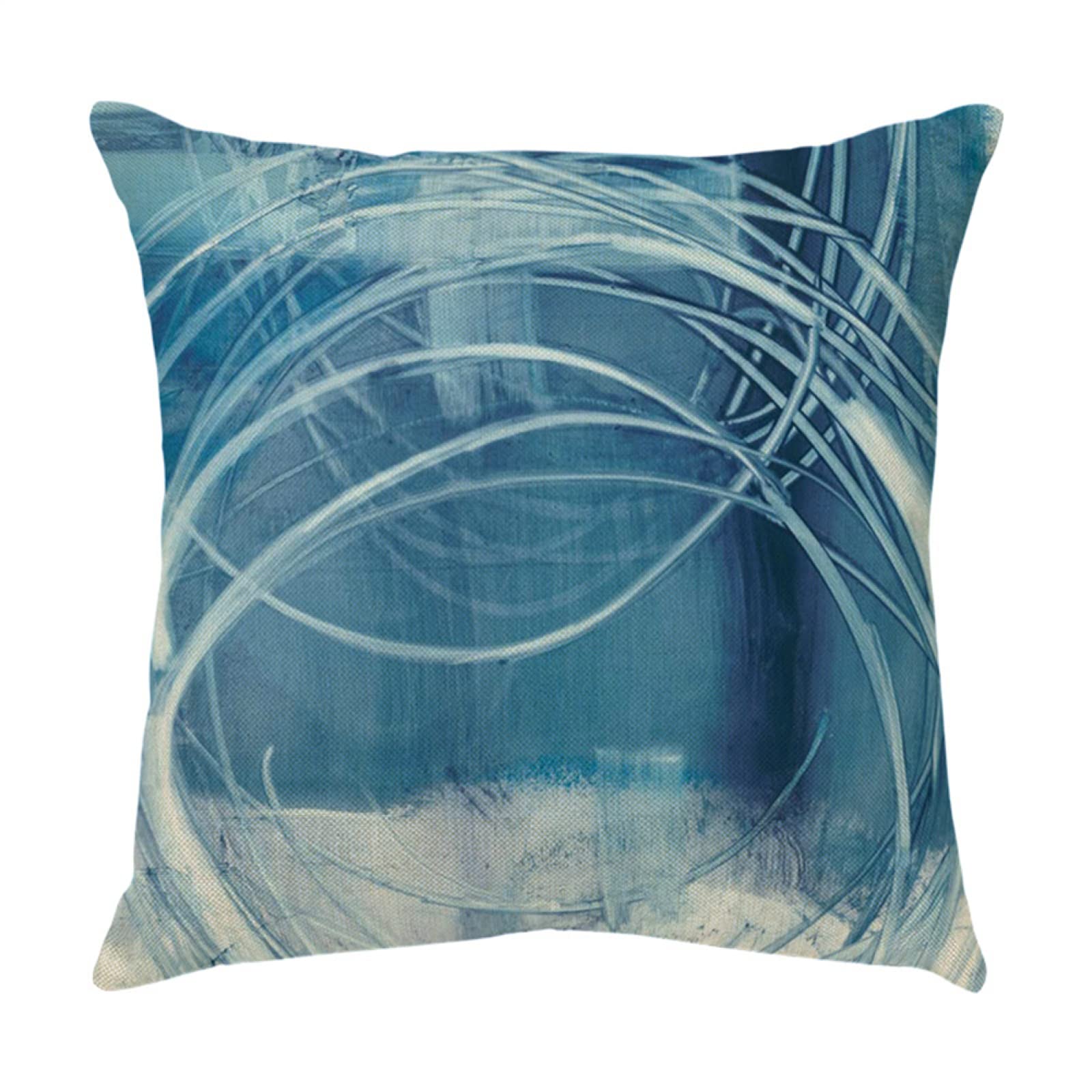 4 Piezas Funda de Almohada Rayas Azules Abstractas Fundas de Cojín Terciopelo Sencillo y Decorativo para Sofá Camas Dormitorio Coche Lino Cojines Throw Pillow Covers 80x80cm/32x32 Inch