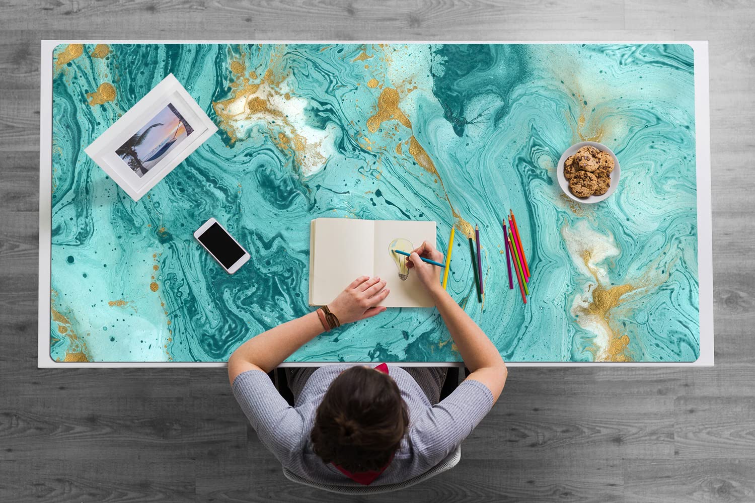 Decormat Gaming Tappetino computer da scrivania per ufficio Desk mat 120x60cm - Marmo turchese