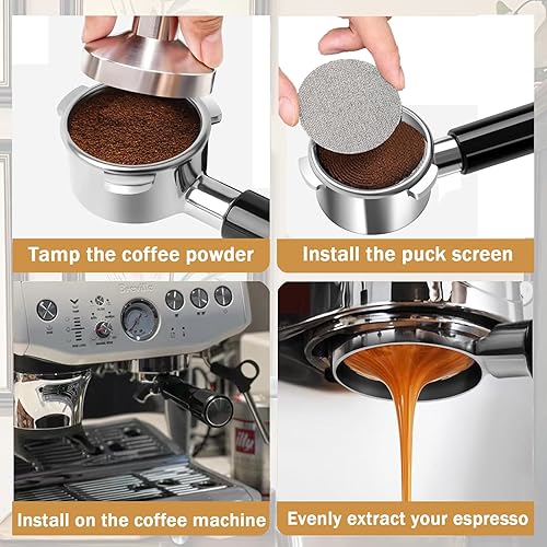Miniatura 5 de Portafiltro sin fondo de 2.126 in y pantalla de disco de 2.106 in compatible con Breville Barista Express, Pro, Touch, Bambino Plus, infusor y