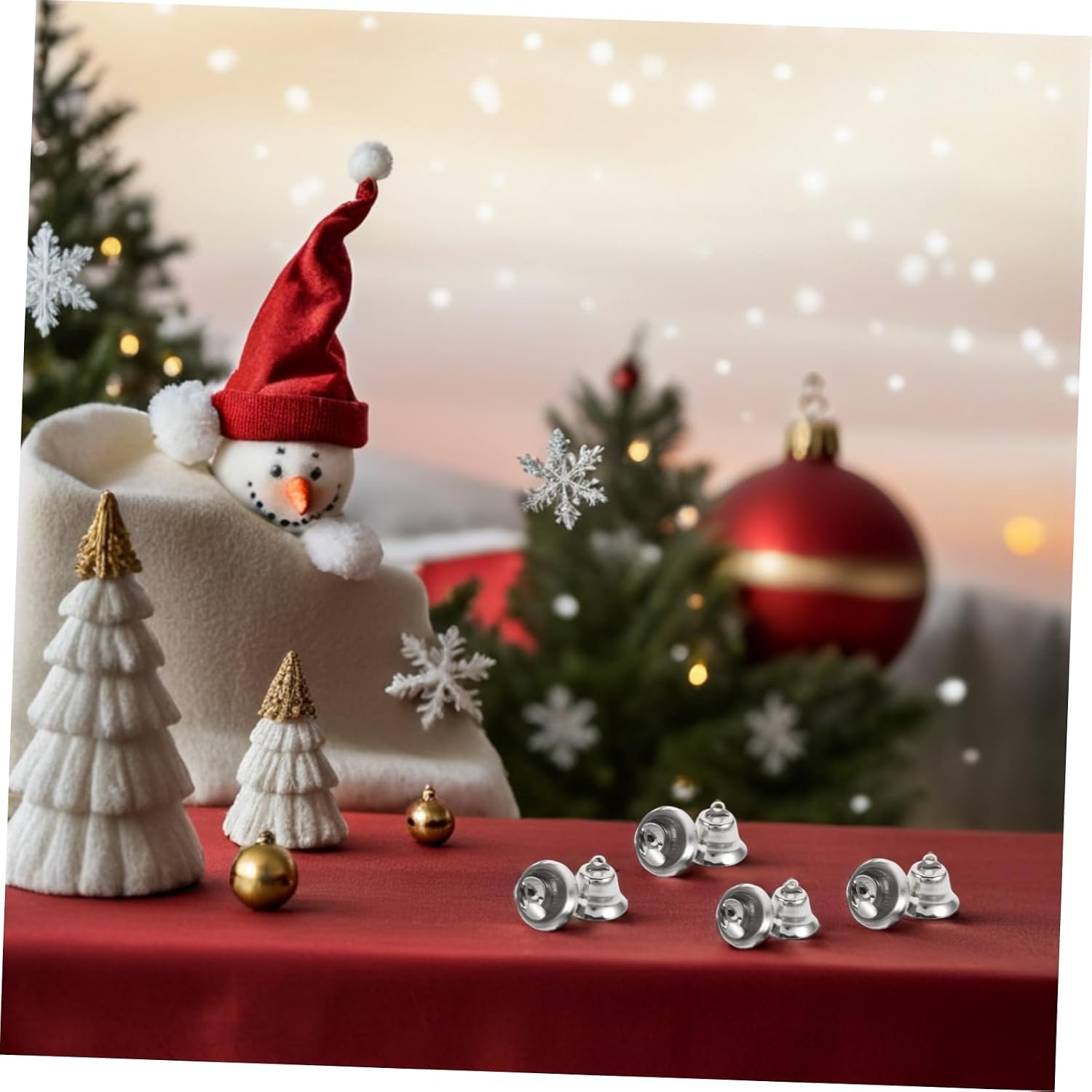 NUOBESTY 20Pcs Metal Jingle Bells for Christmas Tree Ornaments Silver Bells for DIY Crafts Holiday Decor Jewelry Pendants Cheerful Sound