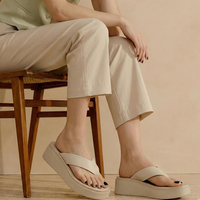 CUSHIONAIRE Pippin Chunky Platform Flip Flops, Stylish Wedge Flip Flops for Women with Cushioned Footbed and Durable Sole