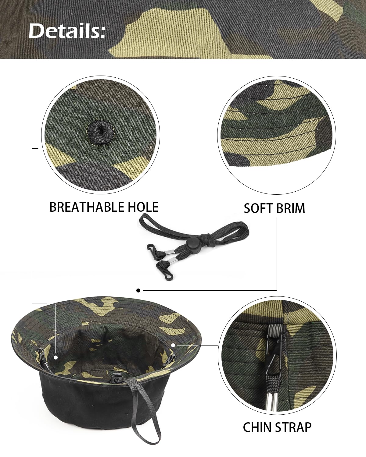 Feng Shui， Sombreros para el Sol L/XL/XX-Large,Sombreros de Pesca Reversibles Grandes,Sombrero de Pescador con protección UV de Doble Cara para Golf, Senderismo al Aire Libre
