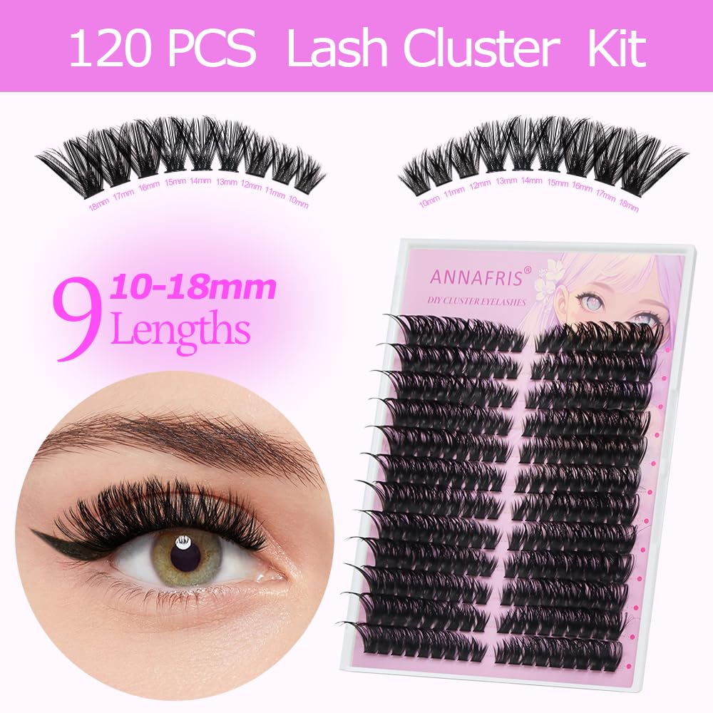 ANNAFRIS Ciglia Finte Ciuffetti Kit Naturali DIY Extension Ciglia Cluster Lashes con Pinze e Colla(HS,80P)