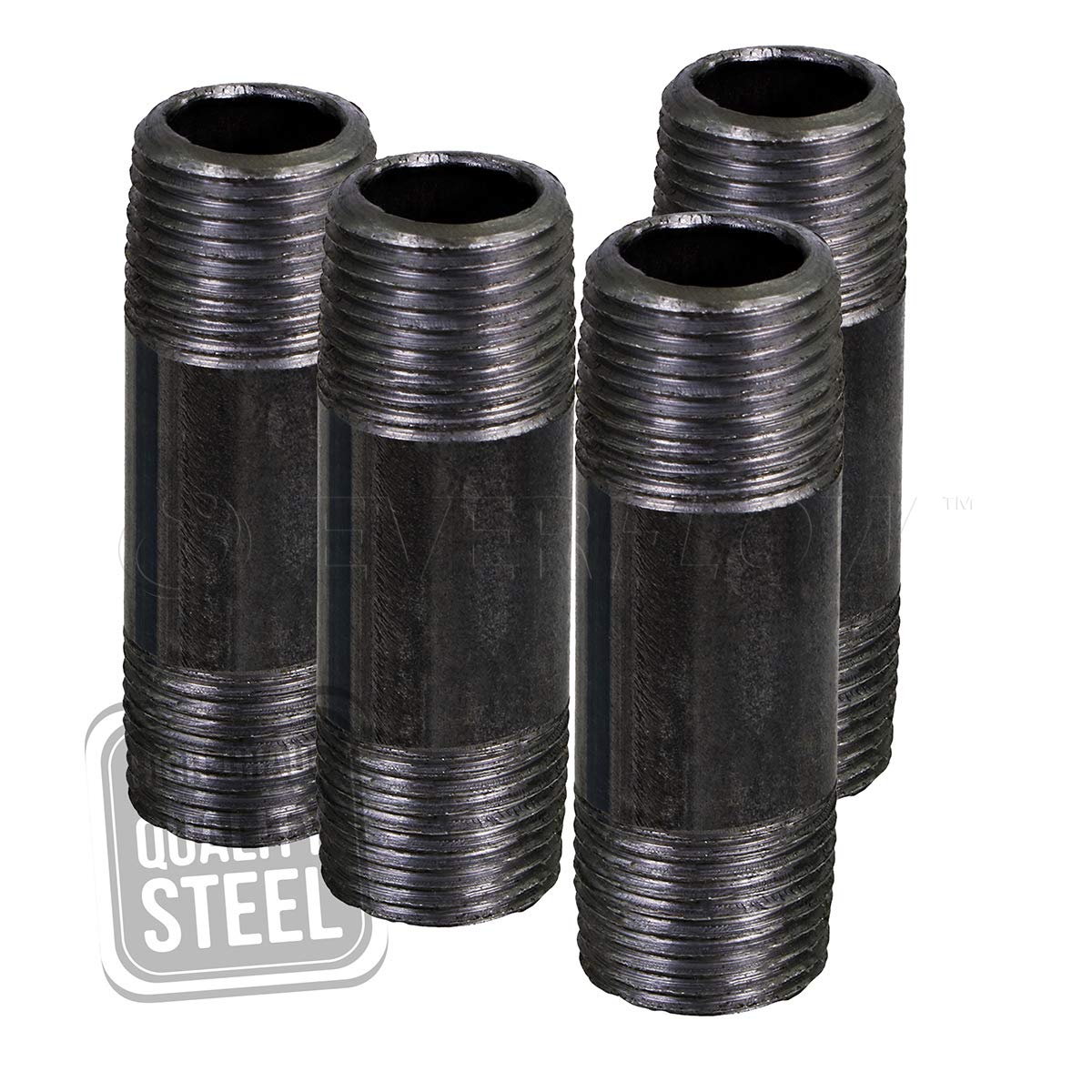 Everflow OQCM1270-4 Tubo de Acero para pezón, Negro, 1/2"-7"