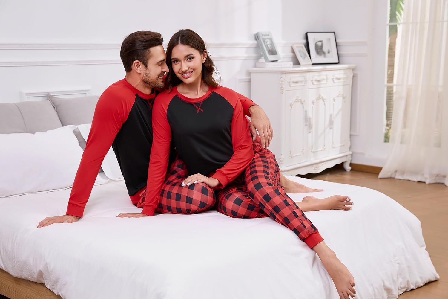 Matching Pajamas for Couples Long Sleeve Pajama Set for Men and Women 2 Piece Cozy Loungewear Set S-XXL - Image 6