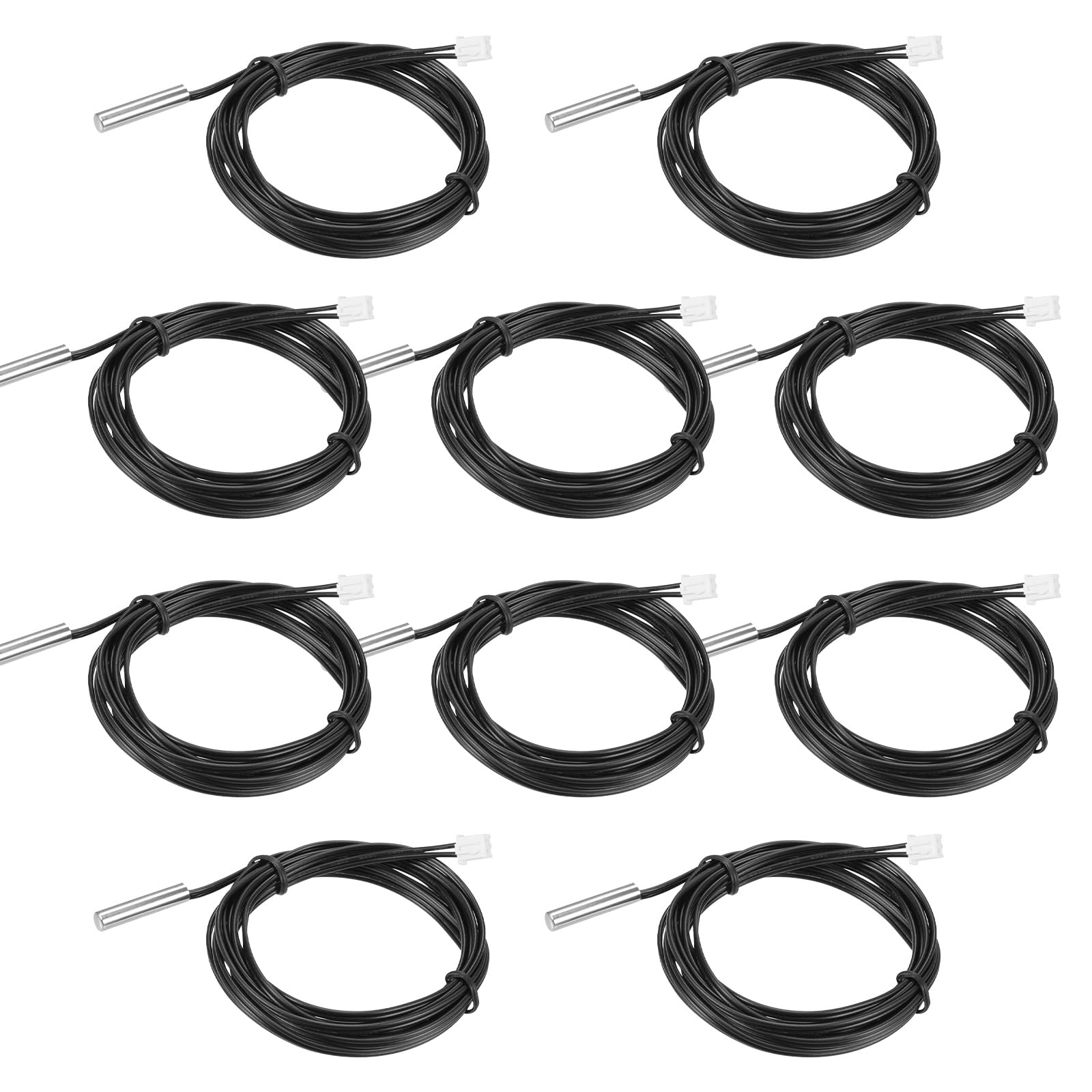 10Pcs Temperature Sensor Probe, 3.28 FT Waterproof NTC Temp Sensor Probe, Rustproof Smart Sensors Cable, Digital Temperature Transmitter Extension Cable for Household Air Conditioner