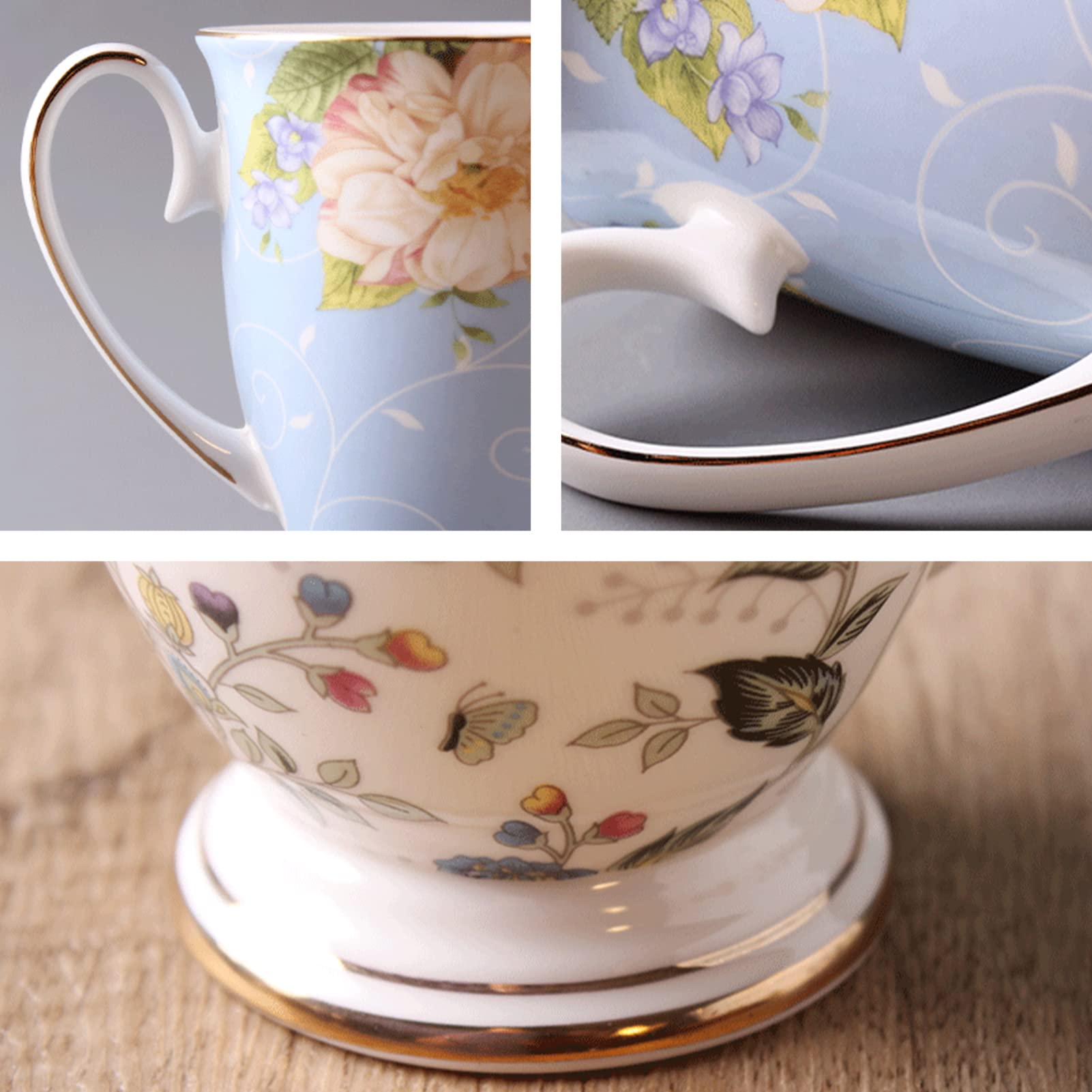 Tazza in porcellana, grande tazza da caffè in ceramica, tazza con manico a forma di fiore, tazza da tè pomeridiano, tazza da cappuccino europea, per casa e ufficio circa 300 ml, regalo per donne