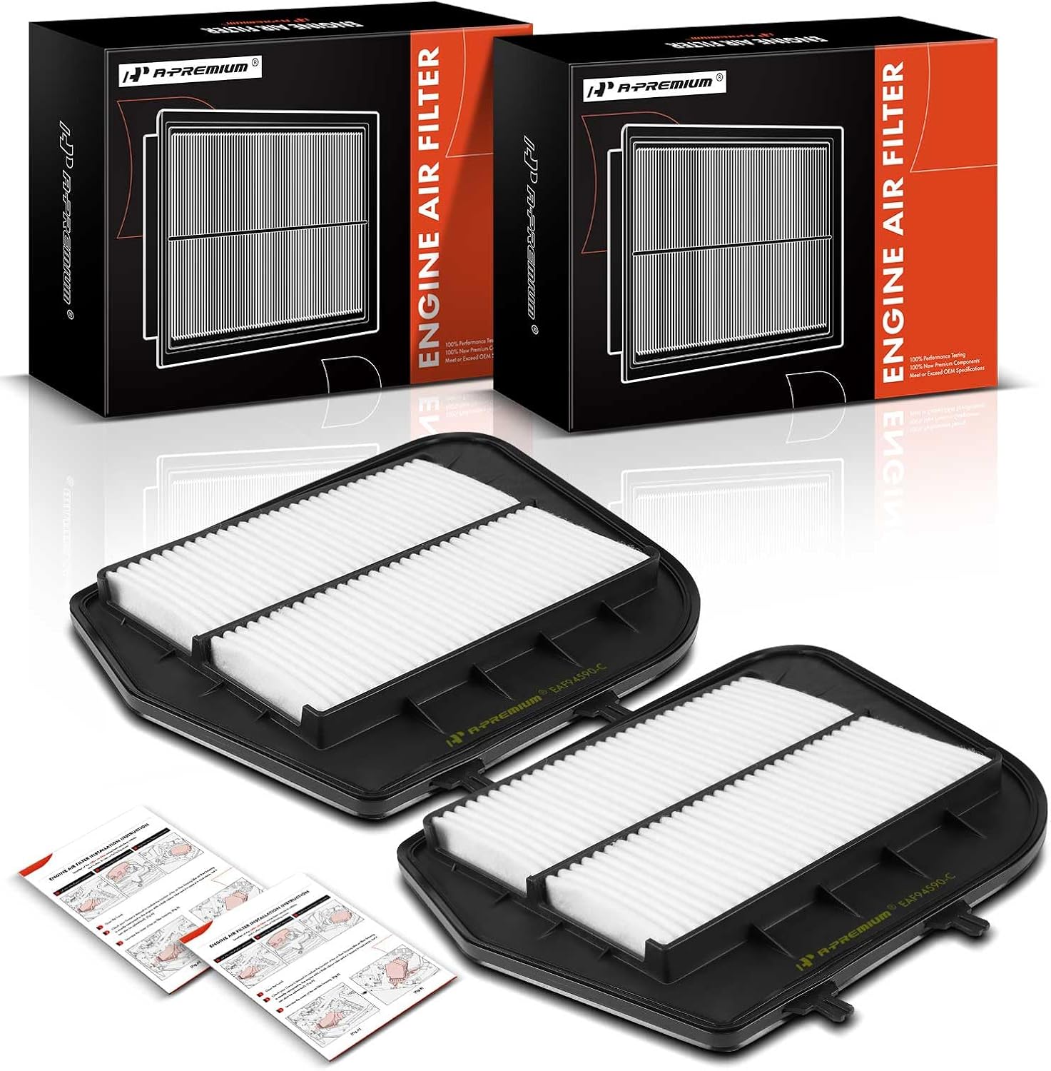 A-Premium 2-PC Engine Air Filter Compatible with Cadillac CTS 2003 2004 2005 2006 2007, 2.8L 3.2L 3.6L, Replace# 25735595, 25798270