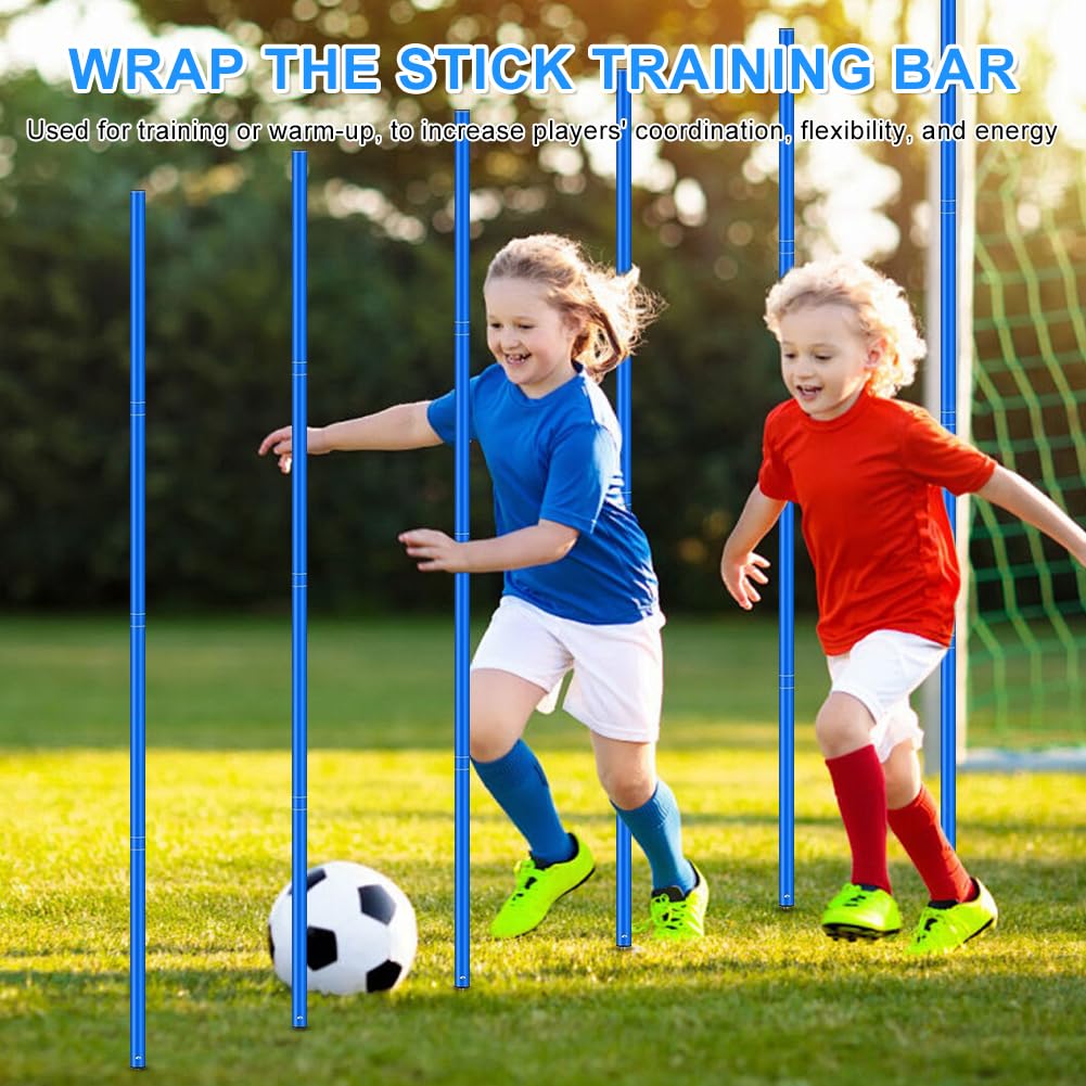 Fussball Trainingszubehör, Fußball Trainingsset mit 6 Slalom Poles, Koordinationsleiter 6m, 12 Hütchen, Springseil und Resistance Fallschirm