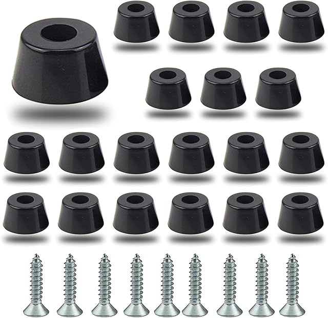 20 PCS Rubber Feet for Furniture YUTOU Round Rubber Furniture Pads with Metal Washers and Screws, Hard Anti-Slip Bumpers Pads, Heavy Duty Rubber Feet for Garden Furniture (13 * 10 * 7 mm)