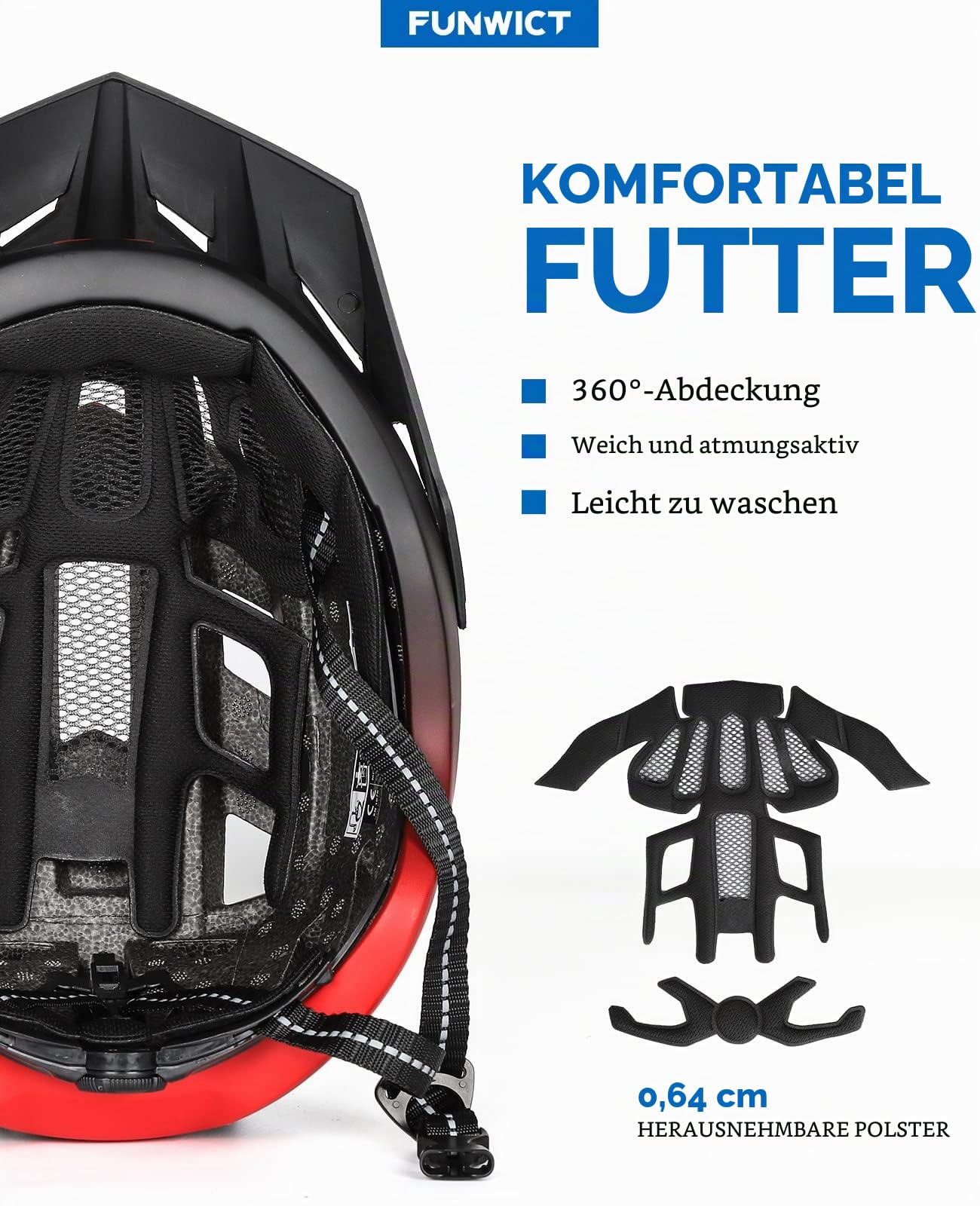 Fahrradhelm mit Visier für Herren Damen, Leichte Fahrradhelm mit Magnetischem Brille und USB-Aufladung LED Licht, Stylisch Mountainbike Helm Größe M/L/XL (L: 57-61 cm, Schwarz und Rot)