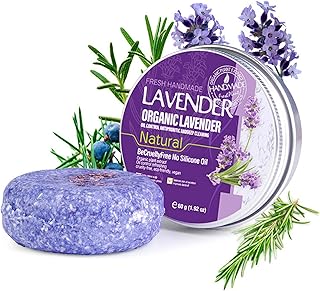 Festes Shampoo Lavendel für Volumen & Geschmeidiges Haar - Lavendel Shampoo Bar bei Fettigem Haar & Trockener Kopfhaut, Haarseife für Frauen & Männer, Vegan & Umweltfreundlich (1PC, 60g)