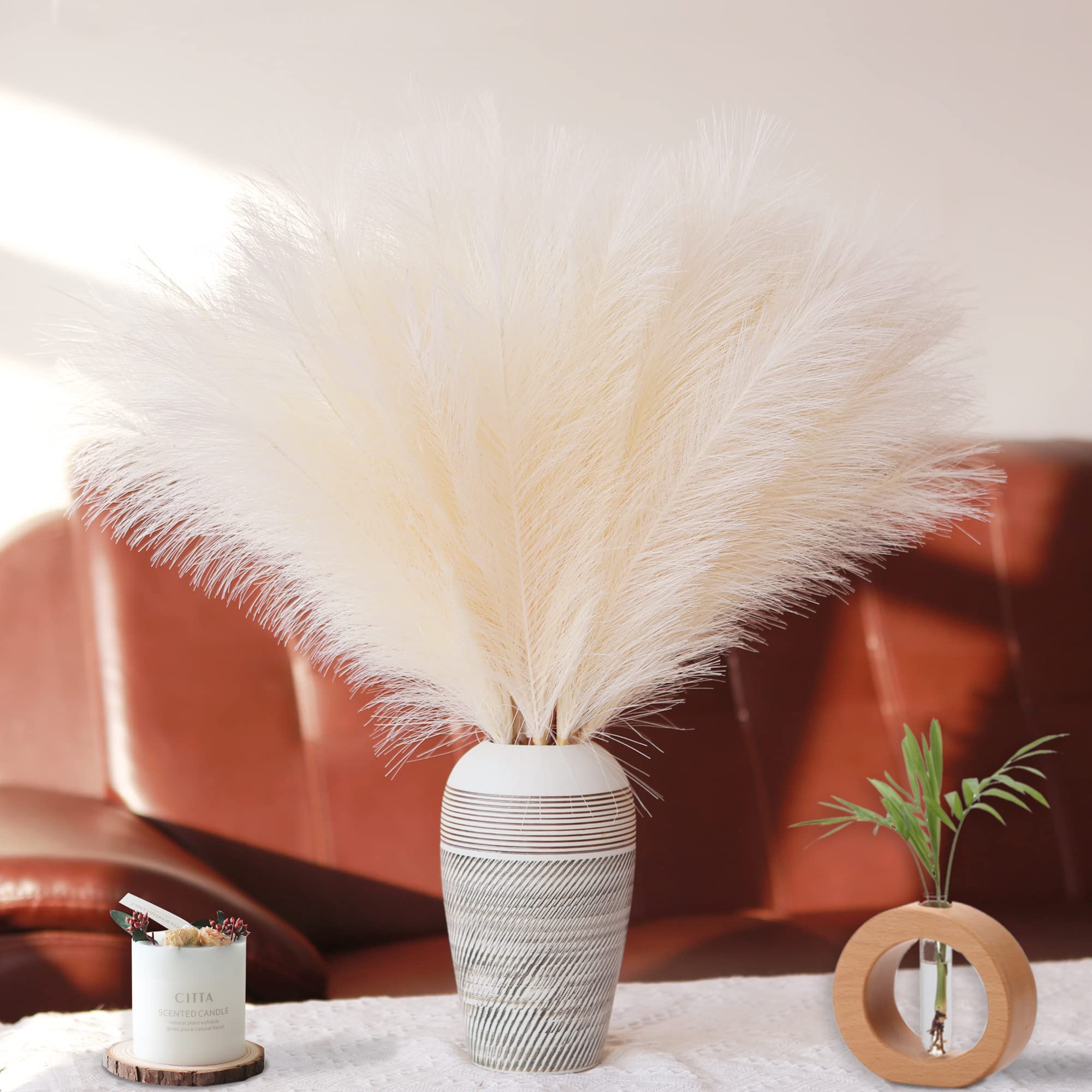 Buy 6 Stems Artificial Pampas Grass,24" Fluffy Faux Pampas Grass