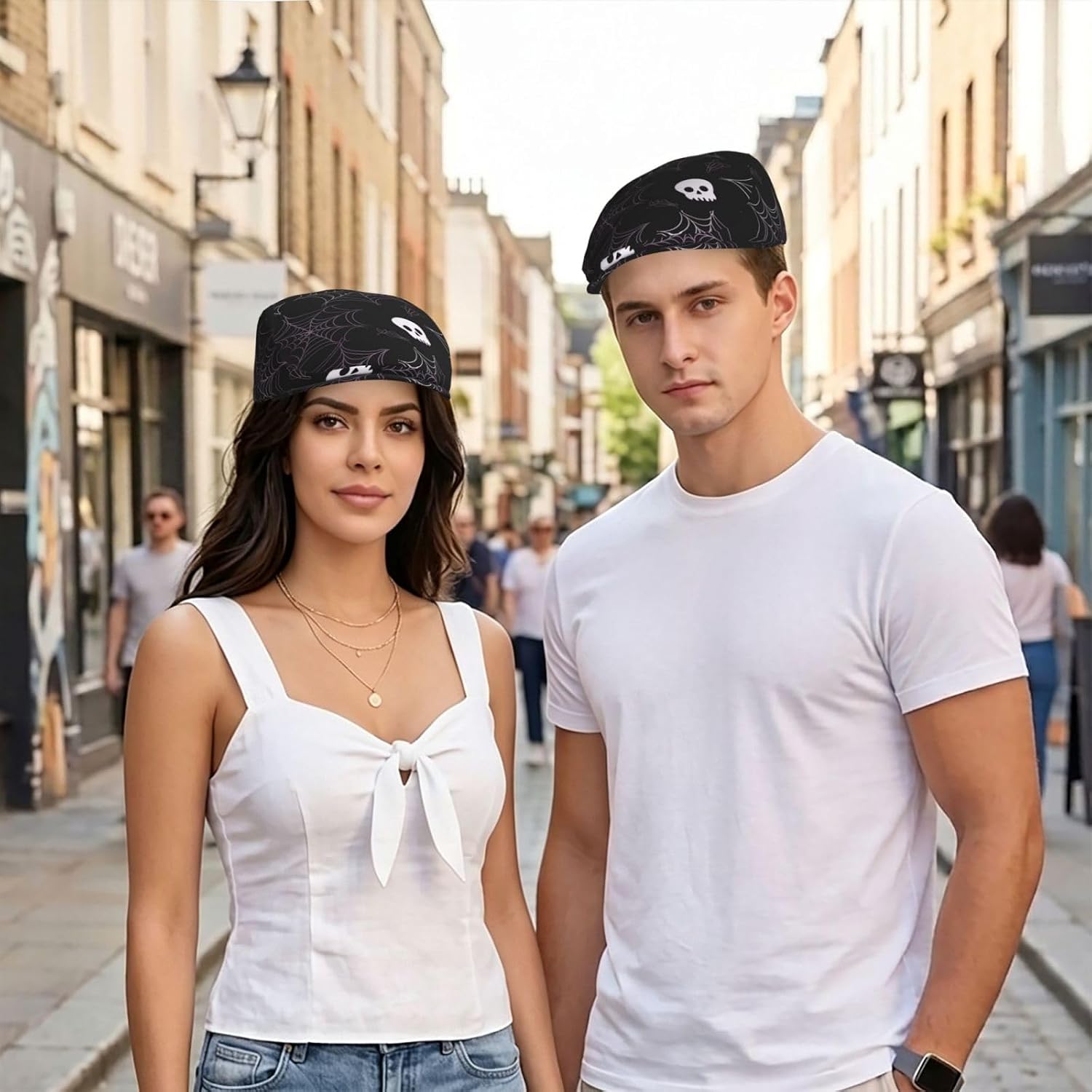 Halloween Goth Newsboy Cap for Men Women Classic Flat Cap Black