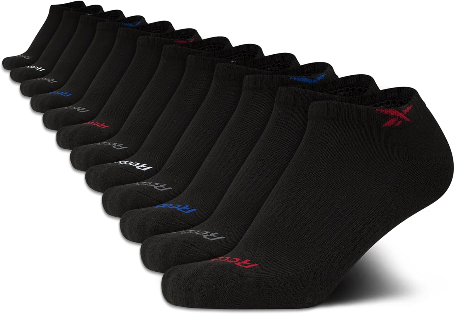 Reebok Boys Low Cut Socks - 12 Pack Stretch Performance No Show Socks with Arch Support - Cushioned Athletic Socks for Boys
