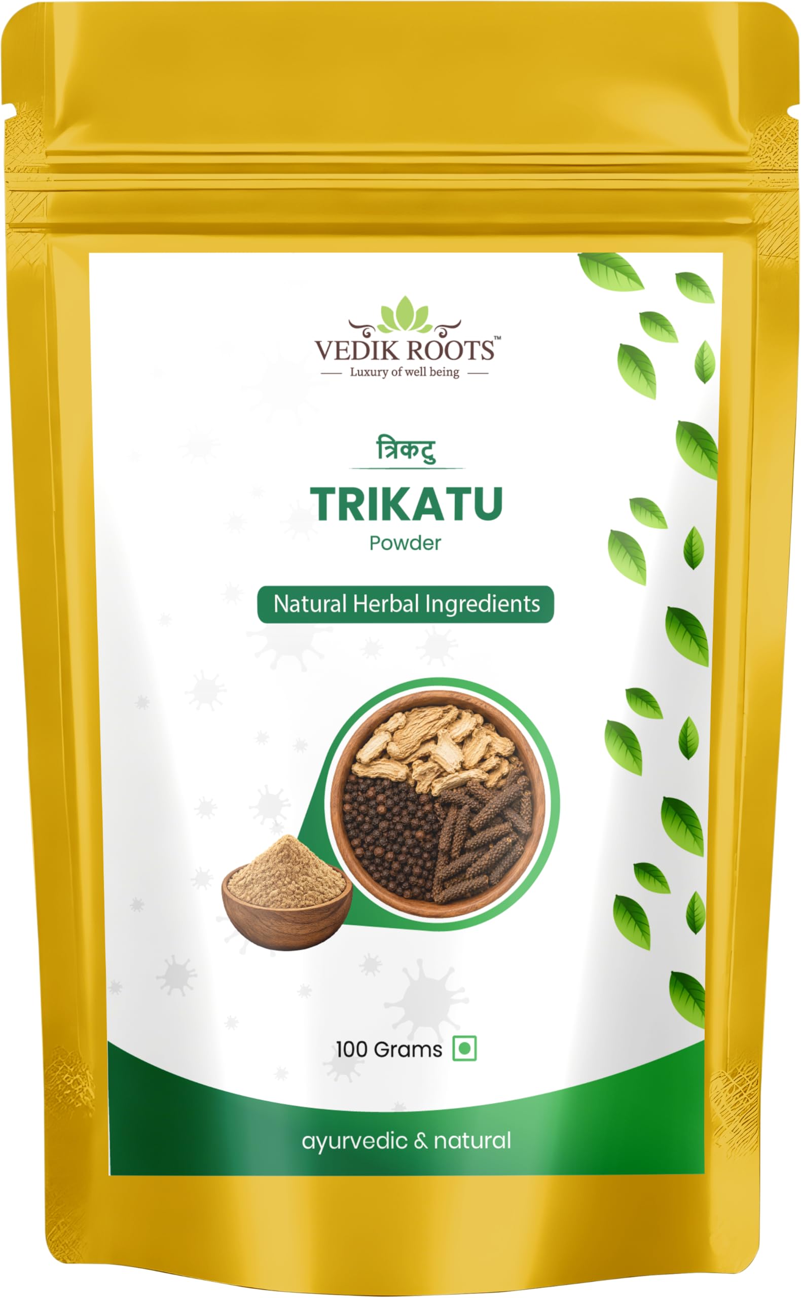 Trikatu Powder (Thirikadugam Churnam) 100g | Ginger, Black Pepper & Long Pepper Blend | Supports Digestion & Immunity | Natural, Non-GMO, Preservative Free - Pack of 03 — Amazon image 9