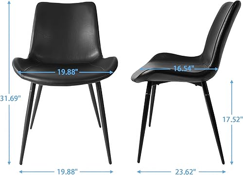 Miniatura 9 de CangLong Sillas de comedor modernas de piel sintética, respaldo de asiento con cojín de poliuretano, patas de metal para silla auxiliar de cocina,