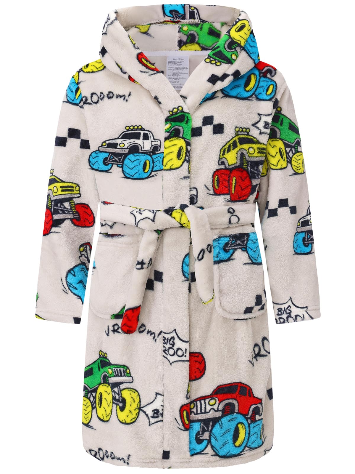 CJMJXPH Kids Toddler Boys Girls Fleece Robe Soft Hooded Bathrobe Pajamas Sleepwear 2-16 Years